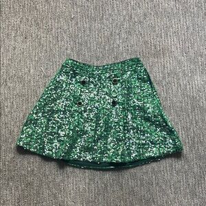 Anthropologie Green Sequin Skater Mini Skirt